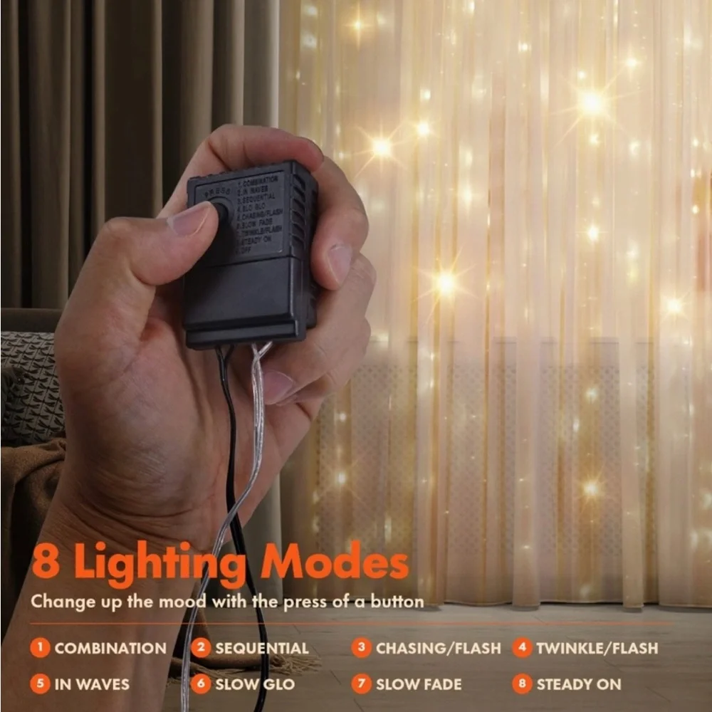 NWT Twinkle Star 300 LED Window Curtain String Light
